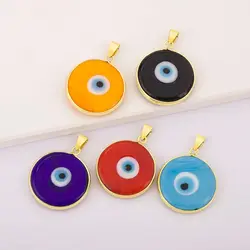 New Retro Punk Evil Eye Round Shape Charm Pendant Diy Necklace For Women Turkish Girls Daily Party Jewelry Accessories Gift