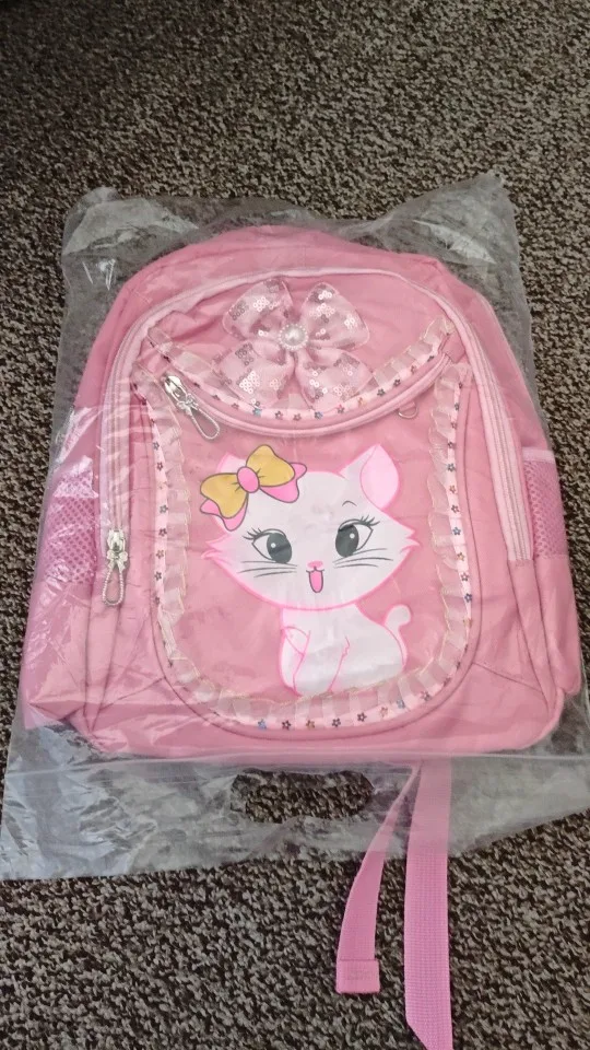 Pink Cat Children Girl Backpack Bowknot Kid School Bag Cartoon Bookbag Cute Princess Kindergarten Primary School Girl Backpack photo review