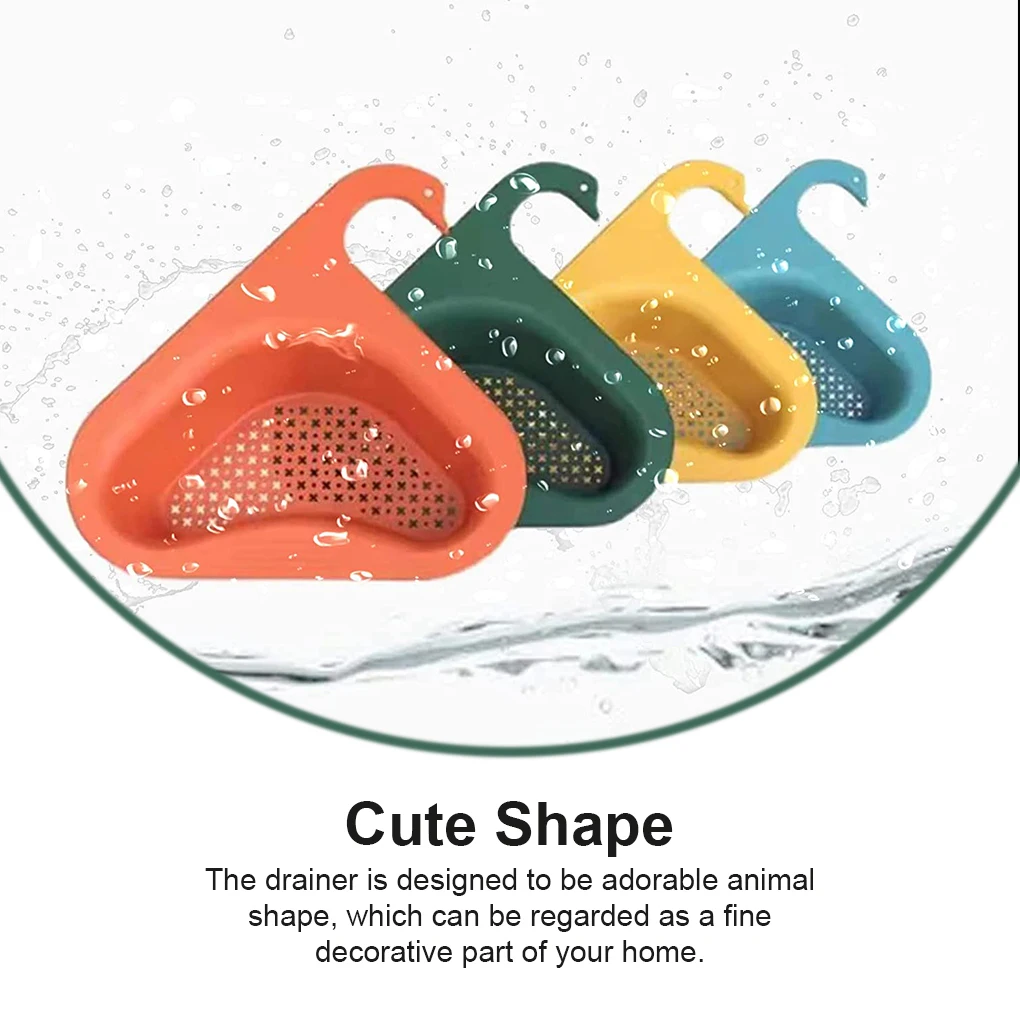 Plastic Kitchen Sink Drain Basket Animal Shape Lovely Triangular Fruit Cleaning Leftover Colander Restaurant Draining Rack Blue