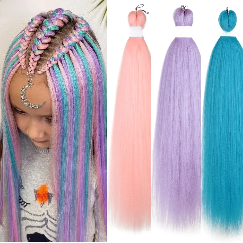 Extensions capillaires synthétiques colorées pré-étirées, tresses faciles de 26 pouces, tresses Jumbo ombrées Yaki, cheveux longs et lisses