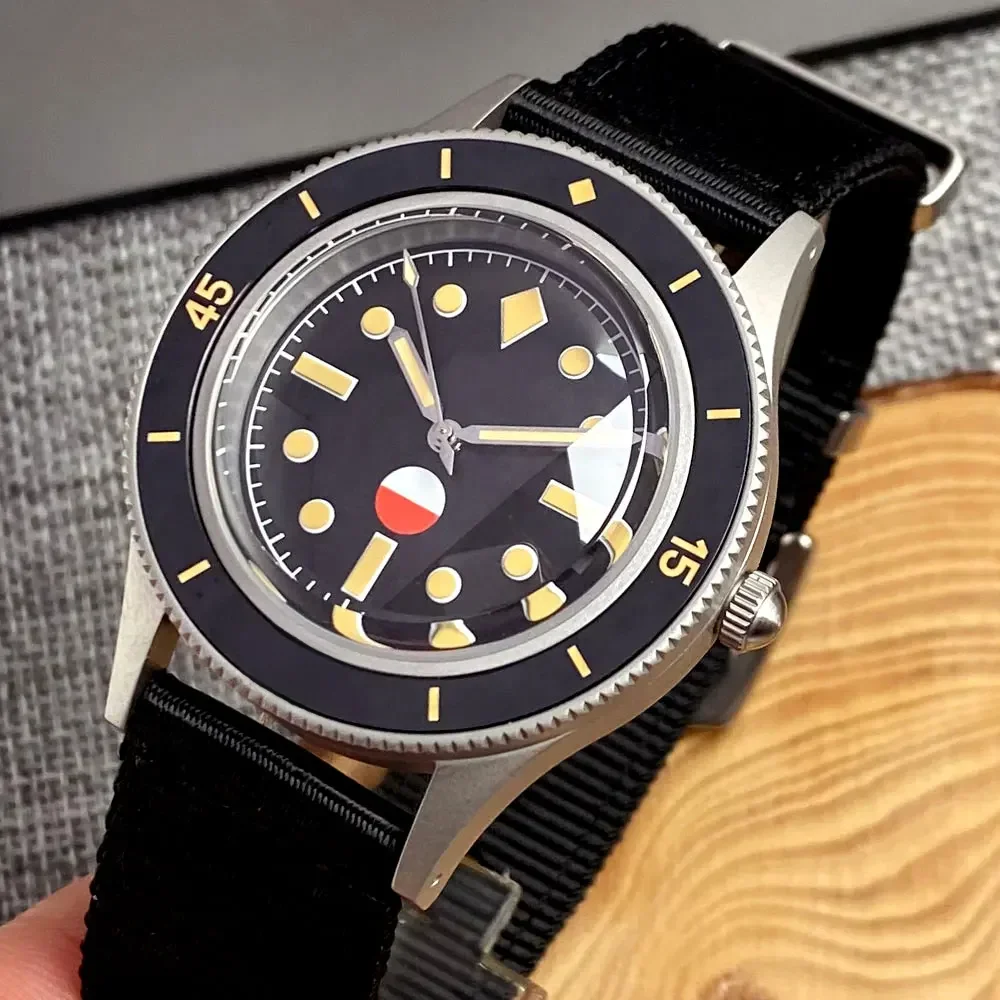 Tandorio Vintage 50-Fathoms Uhr Taucher mechanische Uhr Herren nh35 pt5000 orange Hand Sands trahl