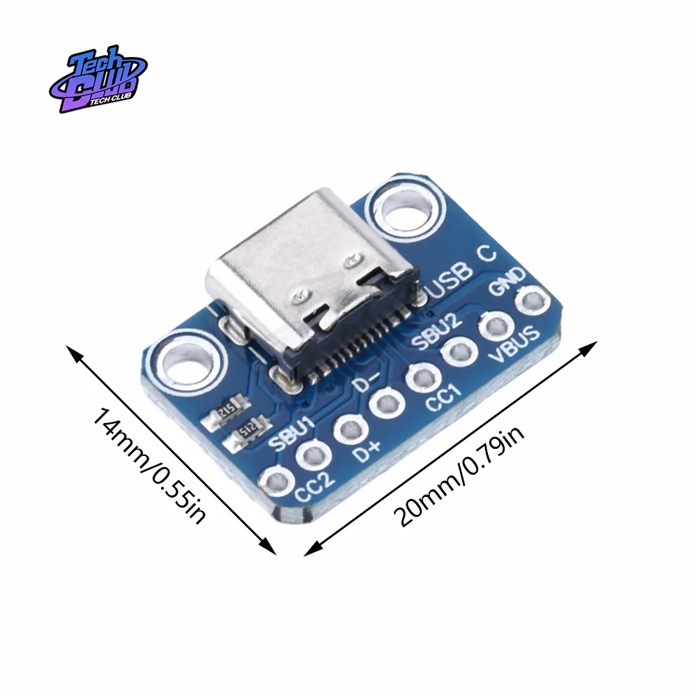 TYPE-C Female Test Board Connector USB3.1 16P to 2.54 High Current Power Adapter Board Module Power Supply Accessries