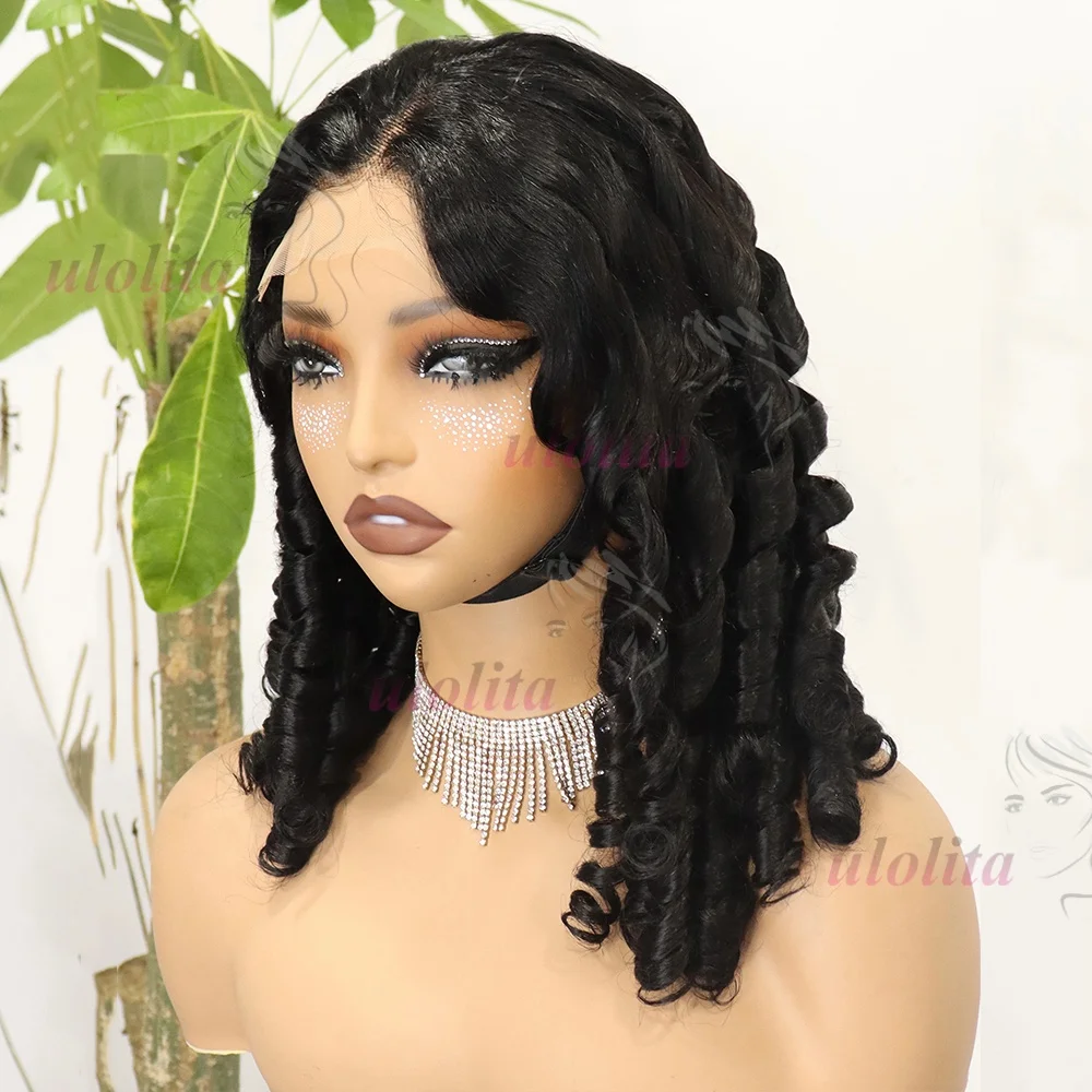 Spiral Curl Human Hair Wig 4X4 Transparent Lace Wig Loose  display picture 1