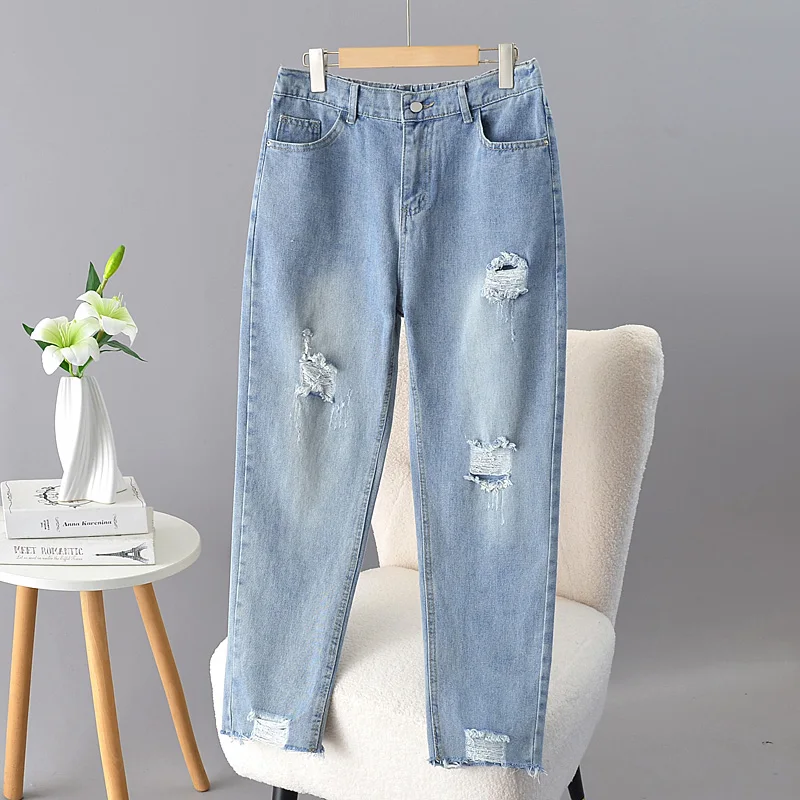 

Plus Size Women's Distressed Jeans High Waisted Ripped Skinny Denim Pants Stretch Comfort Casual Fashion Trendy Streetwear