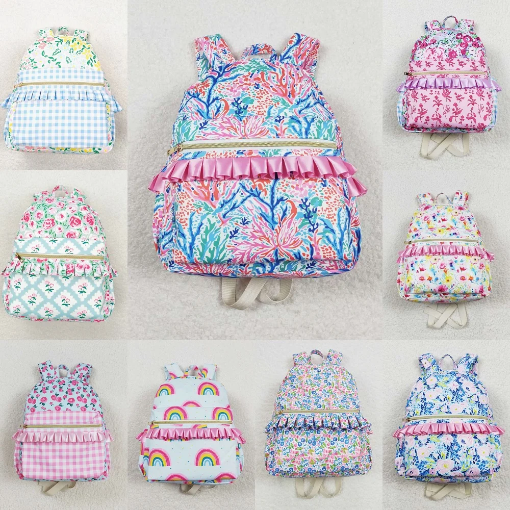 

New Arrived Fashion Baby Girls Children Colorful Flowers Back Bags Wholesale Boutique Children Back To School Bag