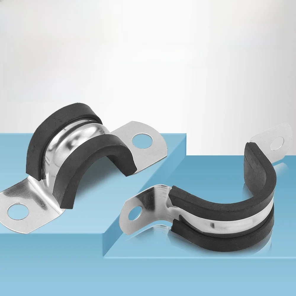 HOWSHENG 1-10 pièces collier de serrage doublé en caoutchouc P Clips 6mm-200mm collier de serrage de montage en acier inoxydable pour fixe