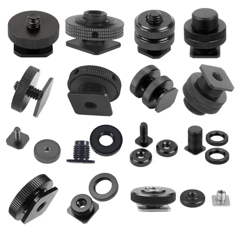 Support de chaussure froide à Double écrous simples, support à vis 3/8 1/4 5/8 pour caméra d'action GoPro DSLR, trépied Flash de Studio Photo