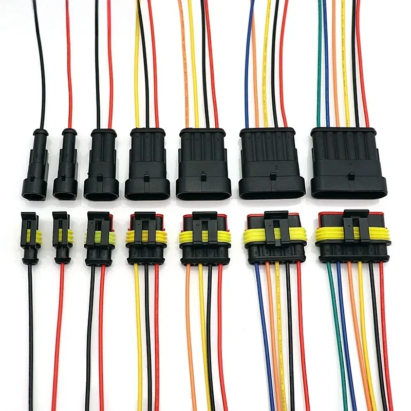 Connecteur de faisceau de câbles électriques étanche automobile, prise de voiture, femelle, mâle, 1, 2, 3, 4, 5, 6P