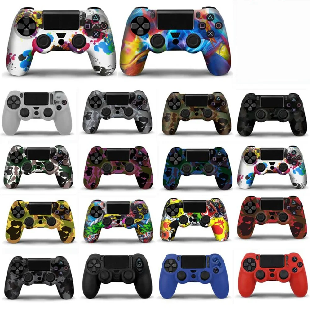 Housse de Protection en caoutchouc de Silicone pour manette de jeu SONY Playstation 4, peau de Protection pour manette de jeu PS4 Pro Slim, poignées de pouce