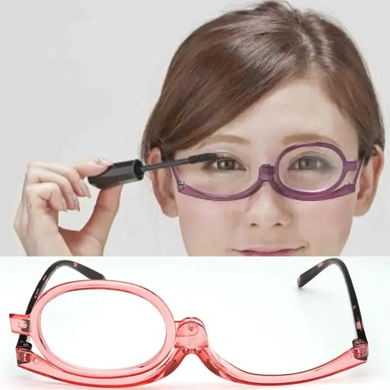 Nowe obrotowe powiększające okulary do czytania do makijażu dla kobiet składane kosmetyczne okulary z klapką dla osób starszych unisex — zdjęcie 2