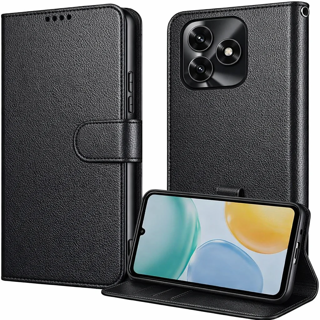 Étui Portefeuille Cuir PU - TECHTA - Honor X5C / X5C Plus - 3 emplacements cartes - Poche billets - Rabat magnétique