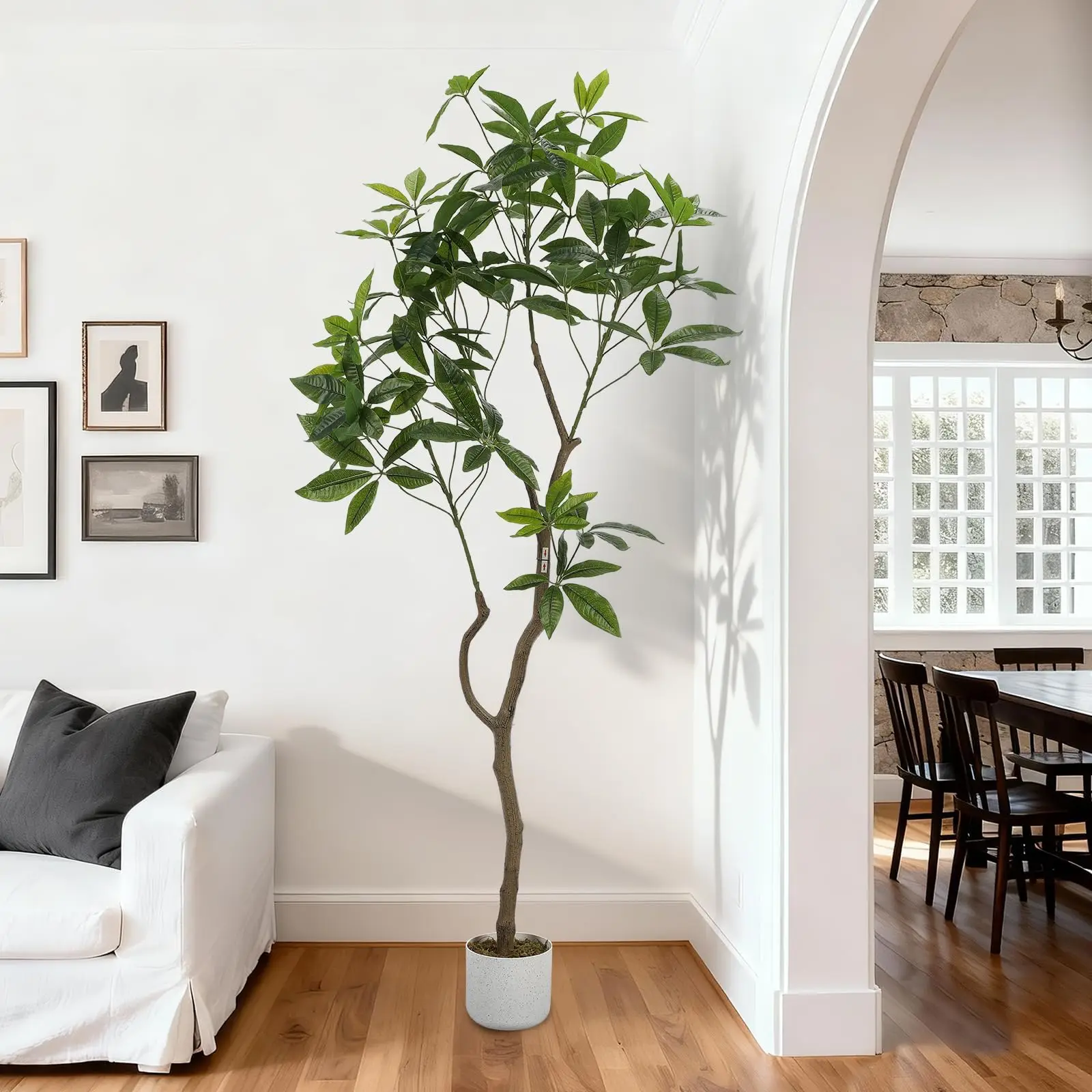 Arbre artificiel Schefflera 160 cm, plante artificielle sur pied avec pot, décoration artistique verte pour la maison, le bureau, le salon, la chambre et la terrasse