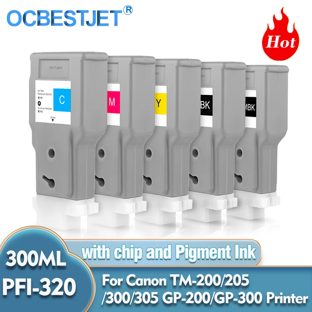 

OCBESTJET PFI-320 PFI320 Compatible Ink Cartridges For Canon TM200 TM205 TM300 TM305 TM-200 205 300 305 Full with Pigment Ink