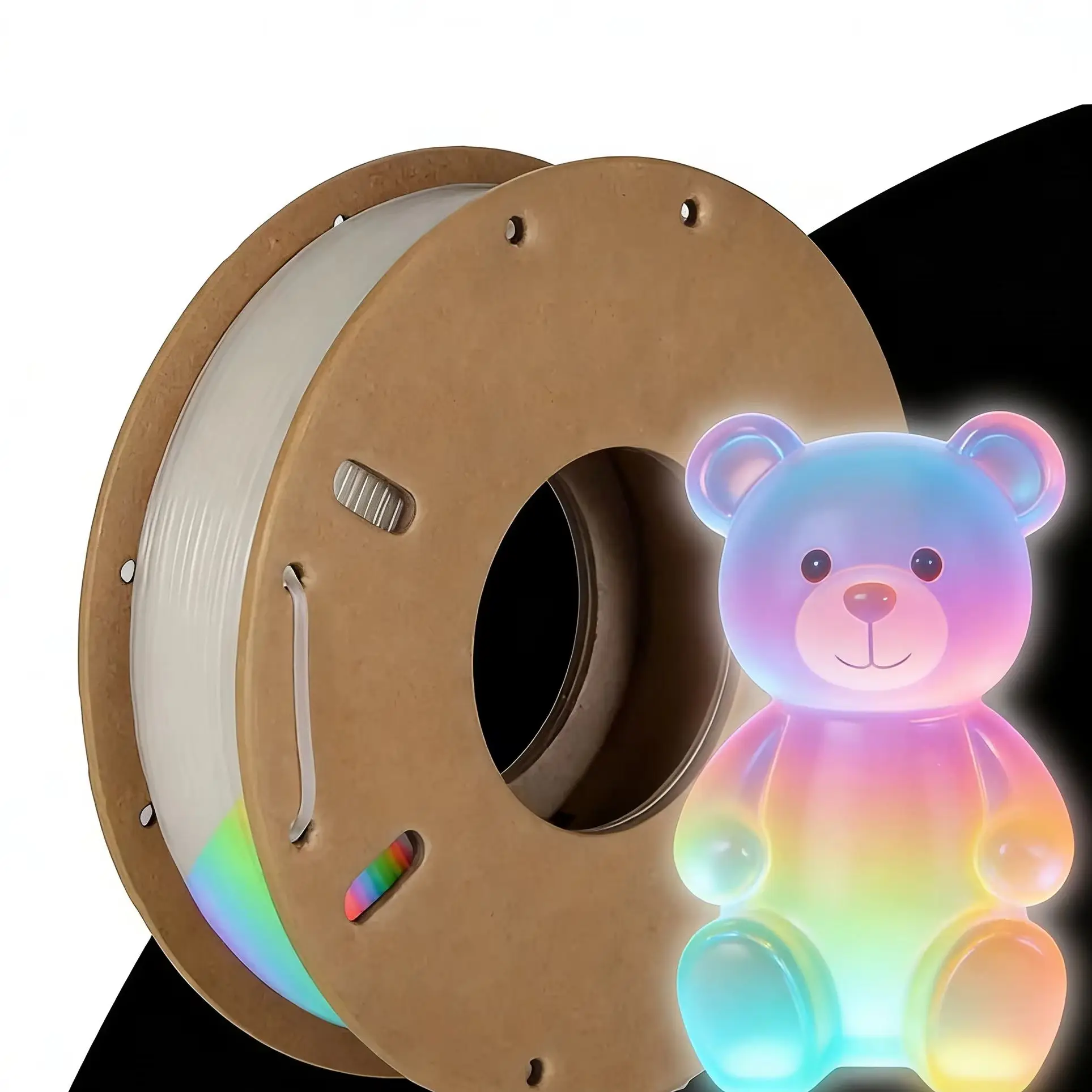 

3D Printing Filament ,PLA glow white to Rainbow 1.75mm 250g/500g ,Dimensional Accuracy +/- 0.03mm Change Color Gradually