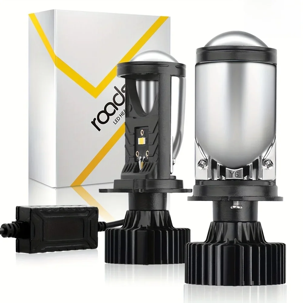 160W 9003 H4 LED Mini Reflektor z soczewką projektora do pojazdów silnikowych 12-24V 30000LM 6000K Aluminiowy reflektor Hi/Lo Beam Canbus — 2