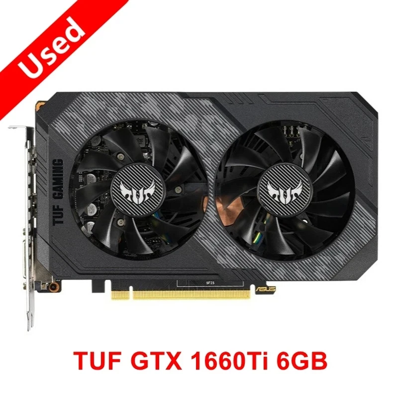 ASUS-TUF GTX 1660 Ti 1660Ti 1660 S, Placas de Vídeo Gaming 6GB, Placa Gráfica Super GPU, 2024 Usado