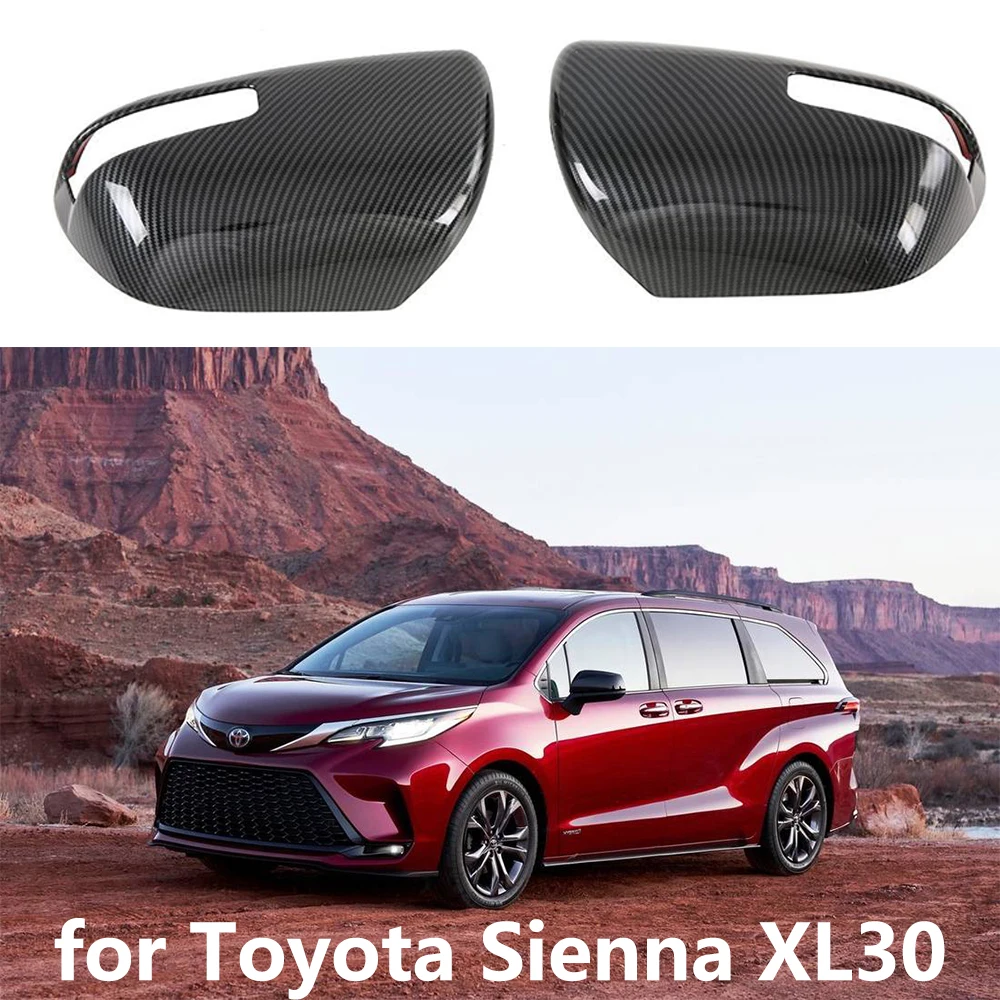 

Car Black Chrome Carbon Fiber Mirror Cover for Toyota Sienna XL30 XLE SE 2011~2020 2012 Rearview Mirro Trim Sticker Accessories