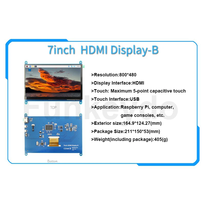 HDMI-متوافق مع شاشة تعمل باللمس بالسعة ، 800x400 العرض ، التوت Pi 3B + ، 4B ، الكمبيوتر ، وحدة التحكم في الألعاب ، 7"