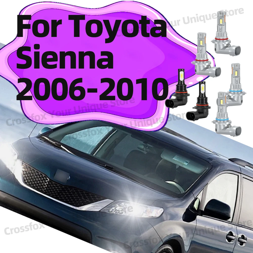 Faróis de LED 2/6x 3570 CSP 30000LM 6000K Luzes de Nevoeiro para Toyota Sienna 2006 2007 2008 2009 2010 Farol Alto e Baixo 12V