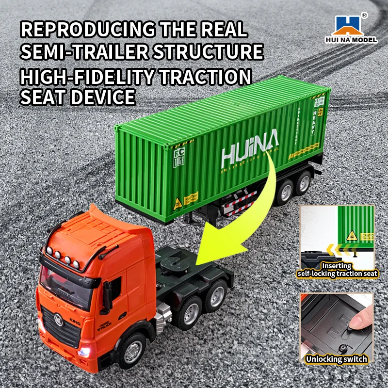 New Huina Toys 1:18 Scale Nine-channel Alloy Remote Control Cargo Cars Kids Toys RC Car Semi Truck Children Gifts With Color Box