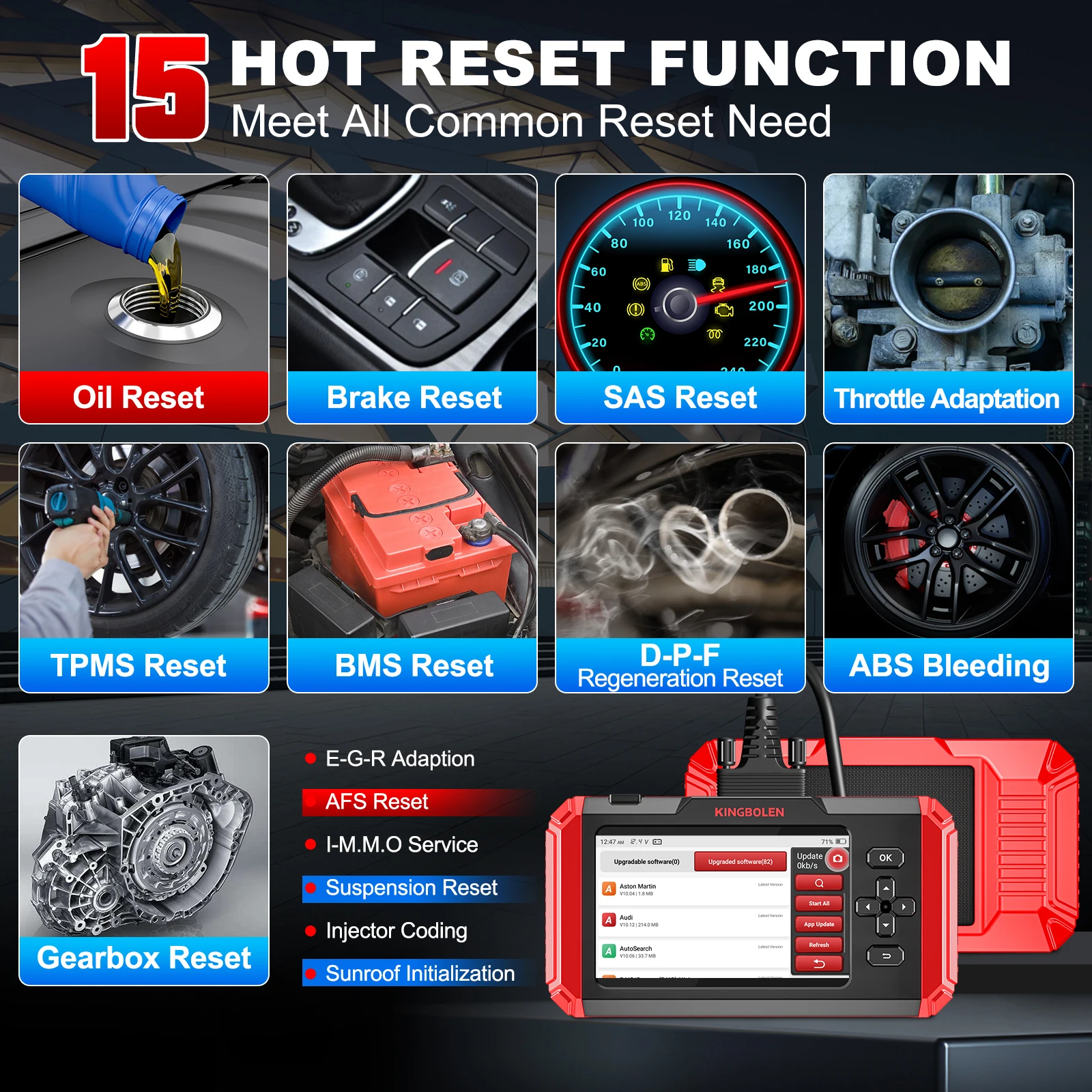 Picture 4: KINGBOLEN S500 Car OBD2 Scanner Code Reader Check Engine ABS SRS TCM 4 system 6 reset car scanner Tool lifetime free update