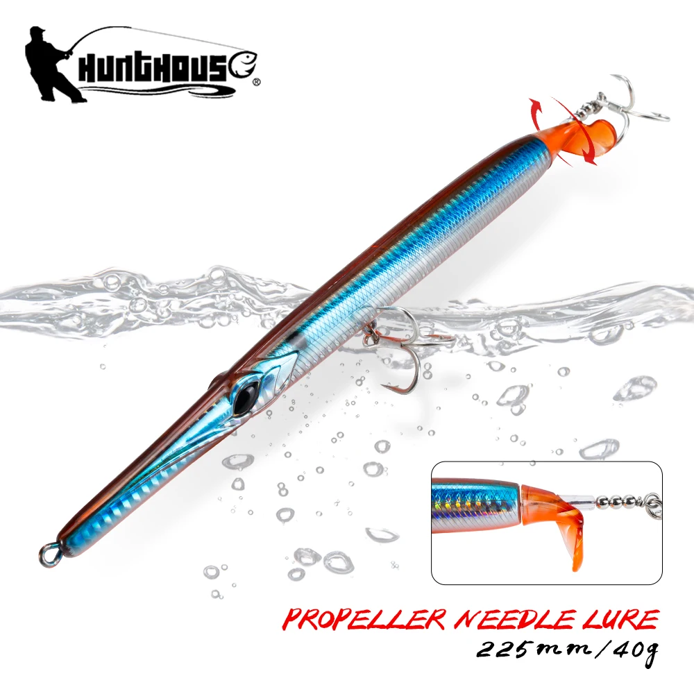 

Hunthouse Propeller Needle Lure 225mm/40g Floating Pencil Fishing Baits Surface Aguglia Turbo For bluefish Seabass Tackle