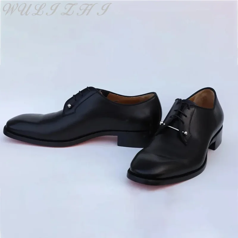 Luxury Patent Leather Lace Up Men Derby Shoes Business Style Elegant Formal Shoes Silver Needle Design Black Wedding Dress Shoes