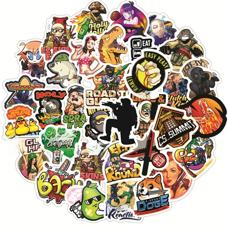 AliExpress NONE 10/30/50pcs   Anti Terrorist Elite Cs Go Game Graffiti Stickers Notebook Guitar Water Cup  Diy Car Bike Trolley Box  Cool Helmet
