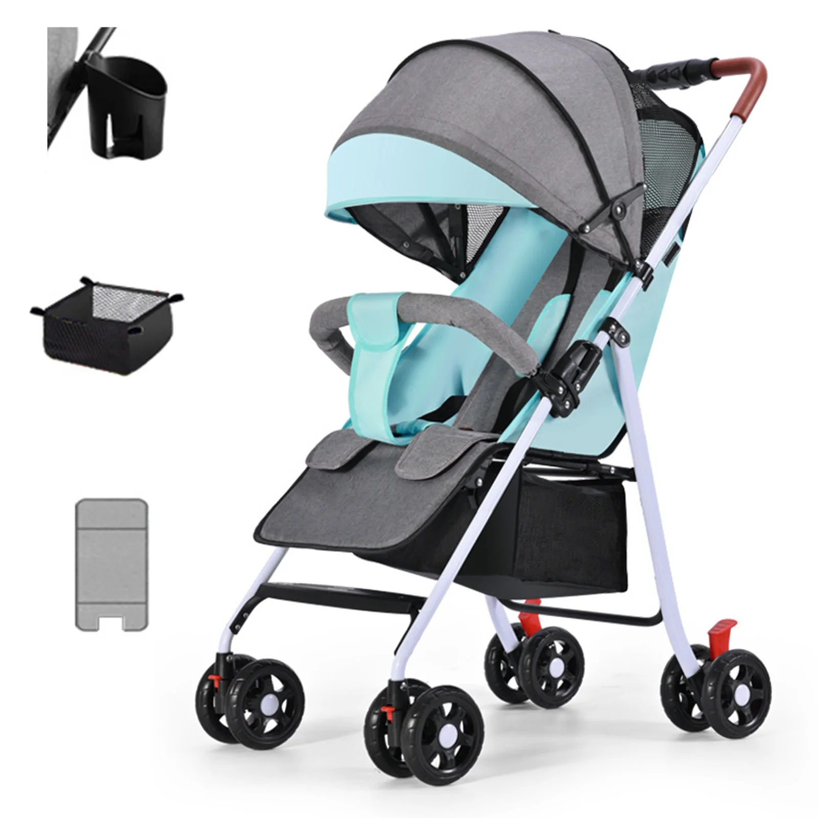 Foldable Light Baby Stroller 3 in 1 High Landscape Aluminum block Four-Wheel Shock Absorption Wheel Newborn Portable Stroller