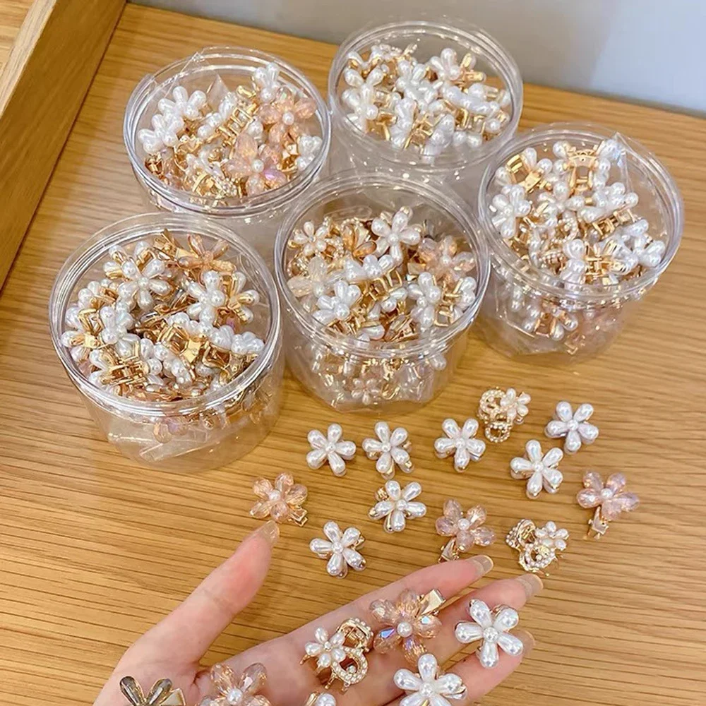 1Zestaw Alloy Mini Pearl Women air Claws Small Hair Claws Kids Sweet Hairpins Hair Clips Fashion Matte Headbands Akcesoria do włosów — zdjęcie 2