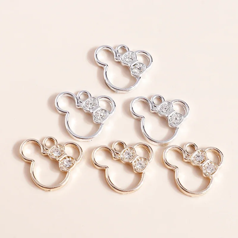10 sztuk 17*19mm kryształowa mysz Charms wisiorki na naszyjnik bransoletka akcesoria Diy Charm kolczyki brelok tworzenia biżuterii — zdjęcie 2