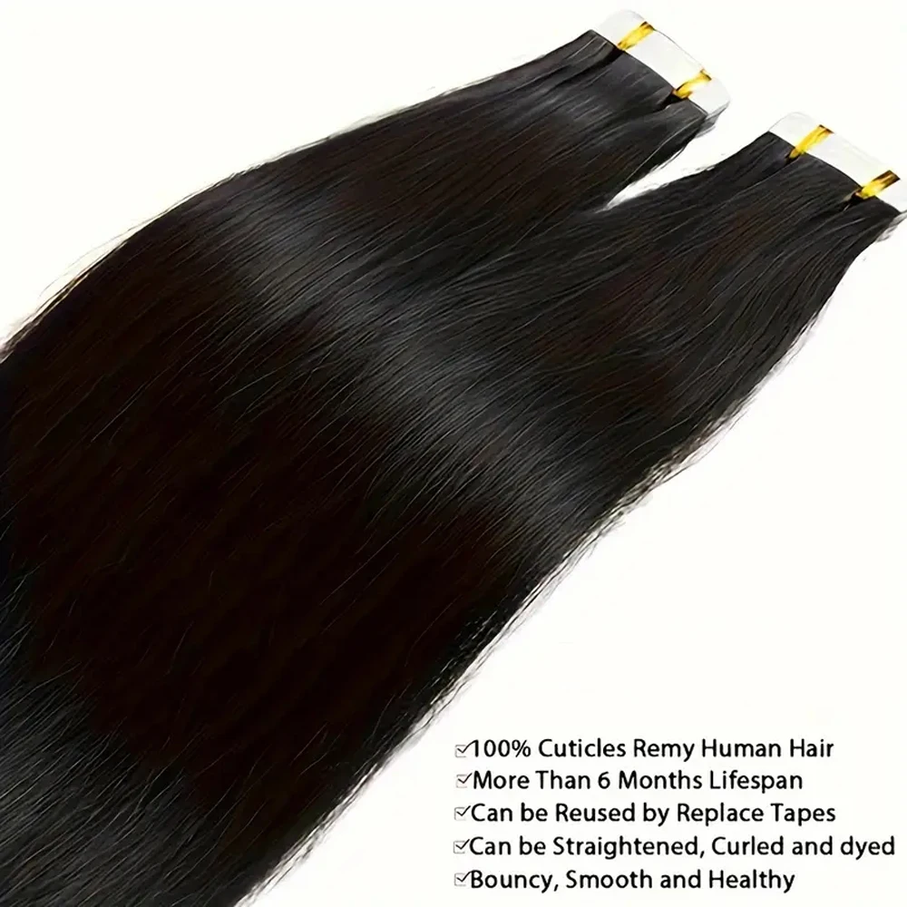 الشريط في وصلات الشعر شعر طبيعي مفرود البرازيلي شعر مستعار بشري 20 قطعة شريط مستقيم في لاصق غير مرئي 50 جرام/الحزمة #5