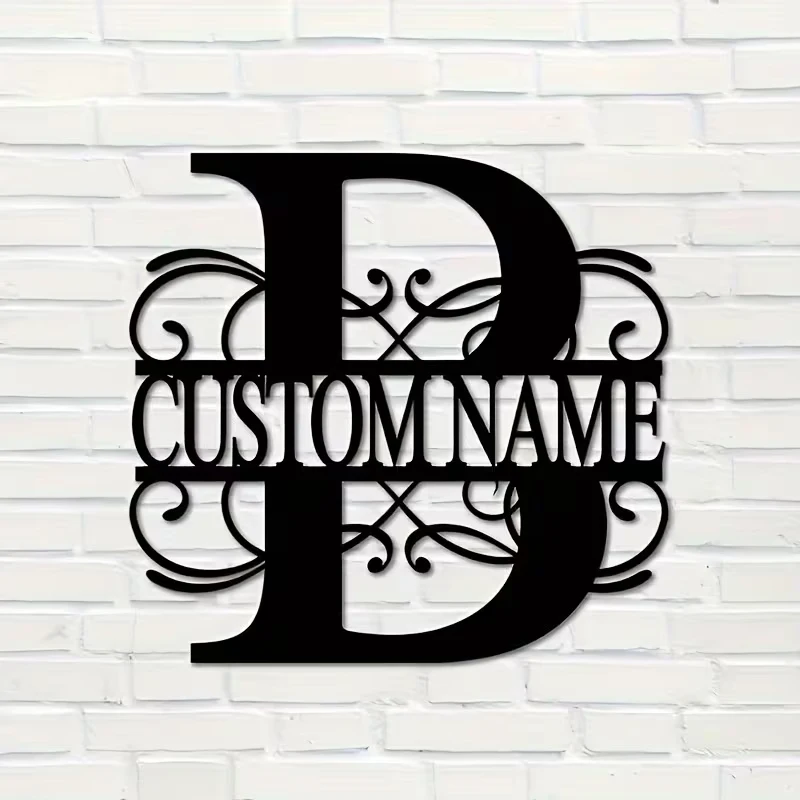 Classic Custom Monogram Metal Wall Art - Personalized Initials & Family Name, Home Decor,  Hanging Sign for Porch, Garden, Yard view 4