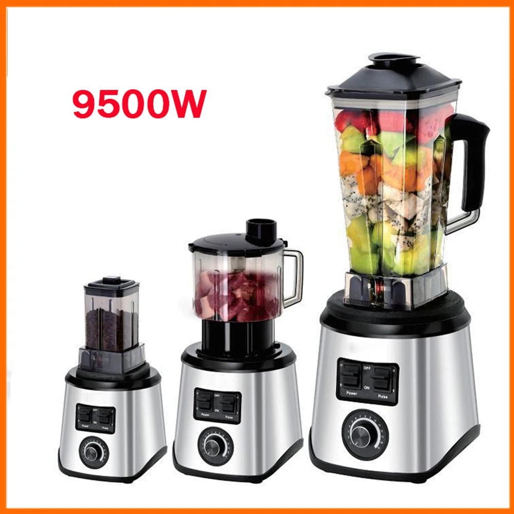 9500W 3 in 1 Powerful Blender Mixer Juicer Smoothie Maker 3L+1.5L+0.5L 3Container Food Processor Blender Mixer for Ice Nut Fruit