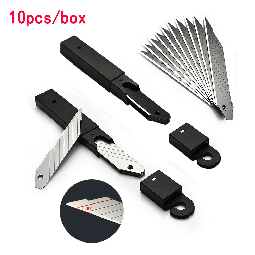 

EHDIS 10pcs/Box 30 Degree 18mm Replacement Knife Blade Carbon Steel Blade for Snap-Off Utility Knife Car Vinyl Wrap Cutting Tool