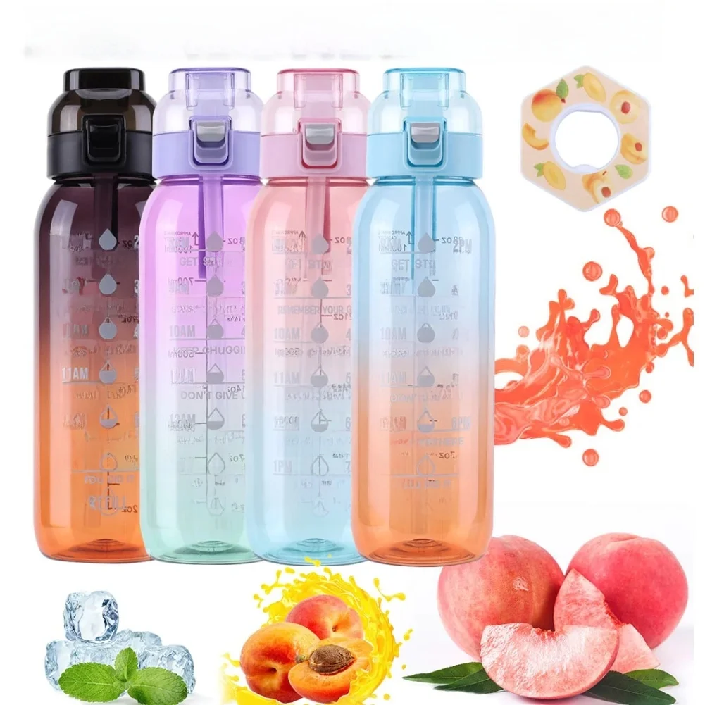 Bouteille d'eau aromatisée à l'air, tasse à eau parfumée, bouteille d'eau de sport pour le fitness en plein air, tasse à eau avec dosettes, mode, 1000ml