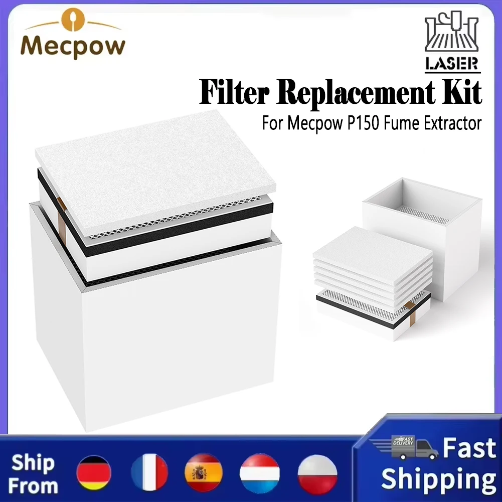 Kit di Sostituzione Filtro Mecpow FE01 per Estrattore di Fumi P150, Sistema di Filtrazione a 3 Strati con HEPA e Carbone Attivo, Rimozione del 99,7% delle Particelle di Fumo, Accessori Assorbenti per