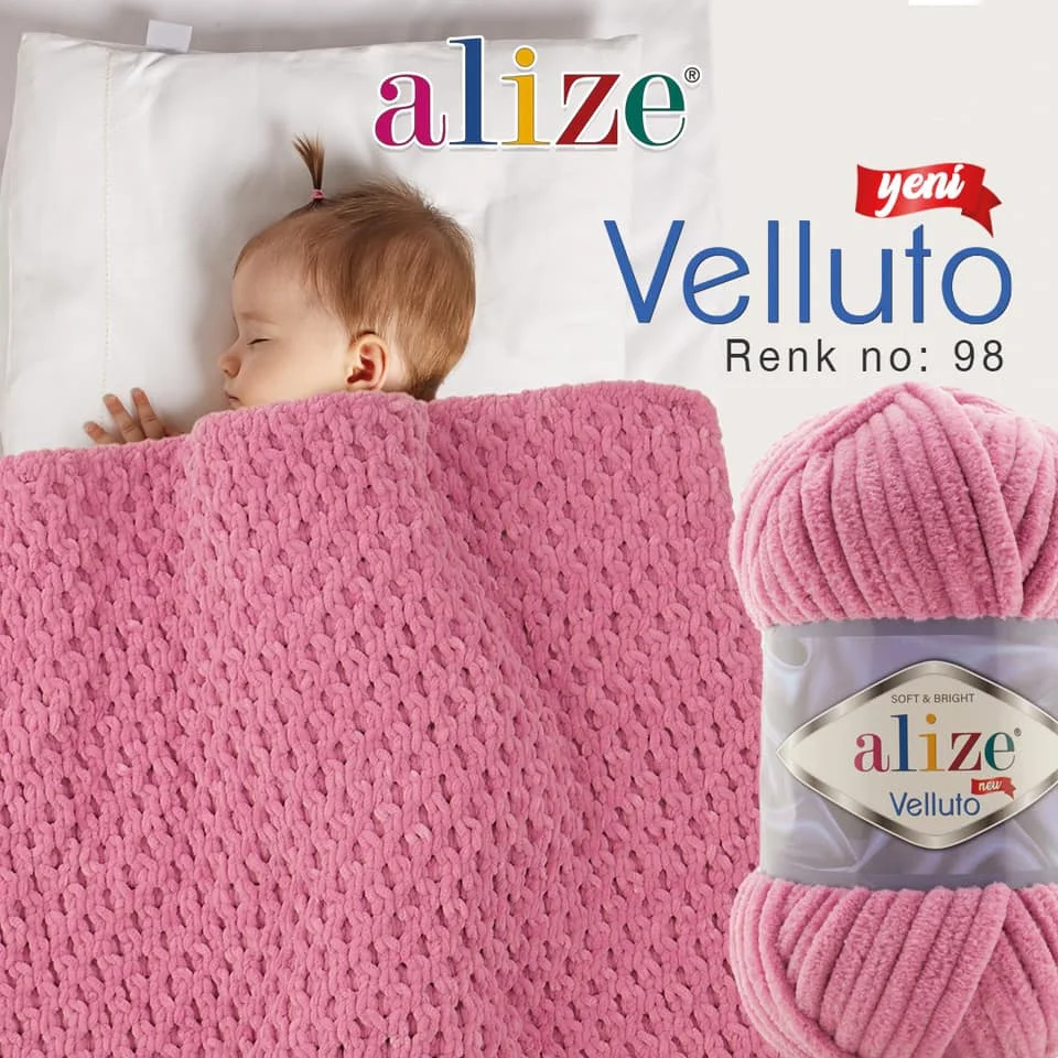 Alize Velluto Chunky Baby Yarn Soft Bulky Thick Knitting Crochet Toys Velvet Chenille Amigurumi Blanket Wool Cotton Dolphin Milk