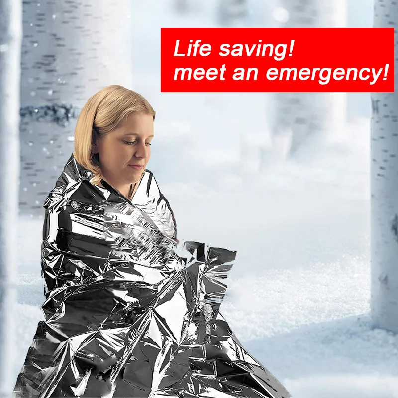 Emergency Blanket, PET & PE Material, Gold-Silver Double Sides for Preventing Rapid Hypothermia & Reducing Car Heat Absorption
