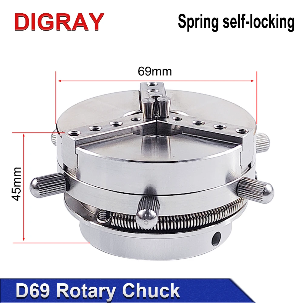 DIGRAY D69 Auto Lock Rotary Attachment CNC Router Laser Engraving Machine Rotary Axis Chuck for Ring Bracelet Jewelry Marking.