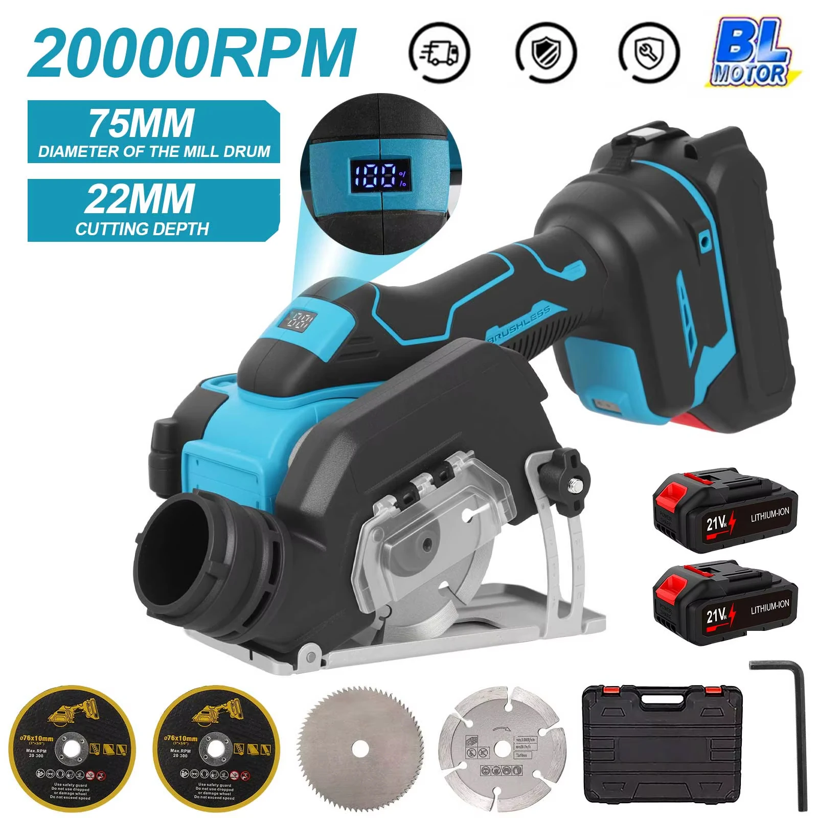 Scie circulaire électrique sans fil 3 pouces, compacte, pour bois, métal et carrelage, outil électrique rechargeable pour usage domestique