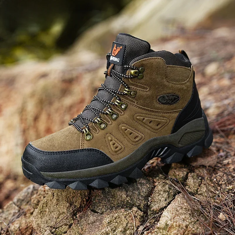PLUS SIZE Unisex High-Top Adventure Sneakers Trwały uchwyt Antypoślizgowe sznurowane Komfort Idealne do butów turystycznych na świeżym powietrzu Obuwie męskie — zdjęcie 2