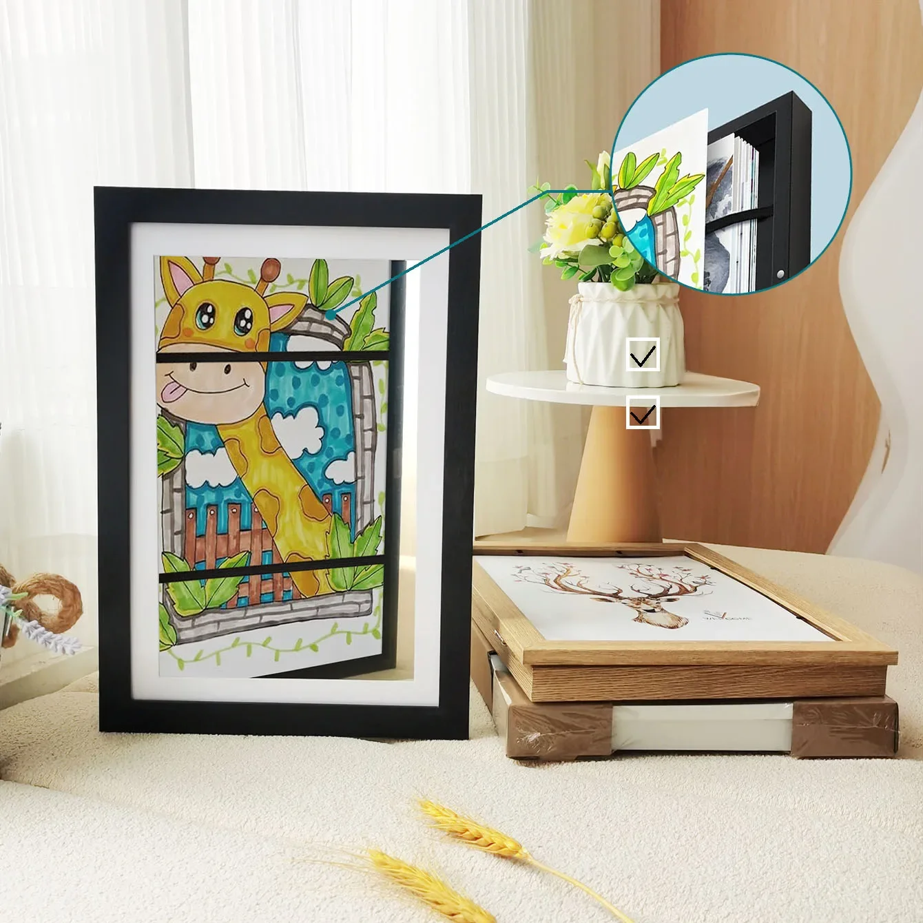 Children's Magnetic Front Open Changeable Frame, Molduras de arte para Poster, Foto, Desenho