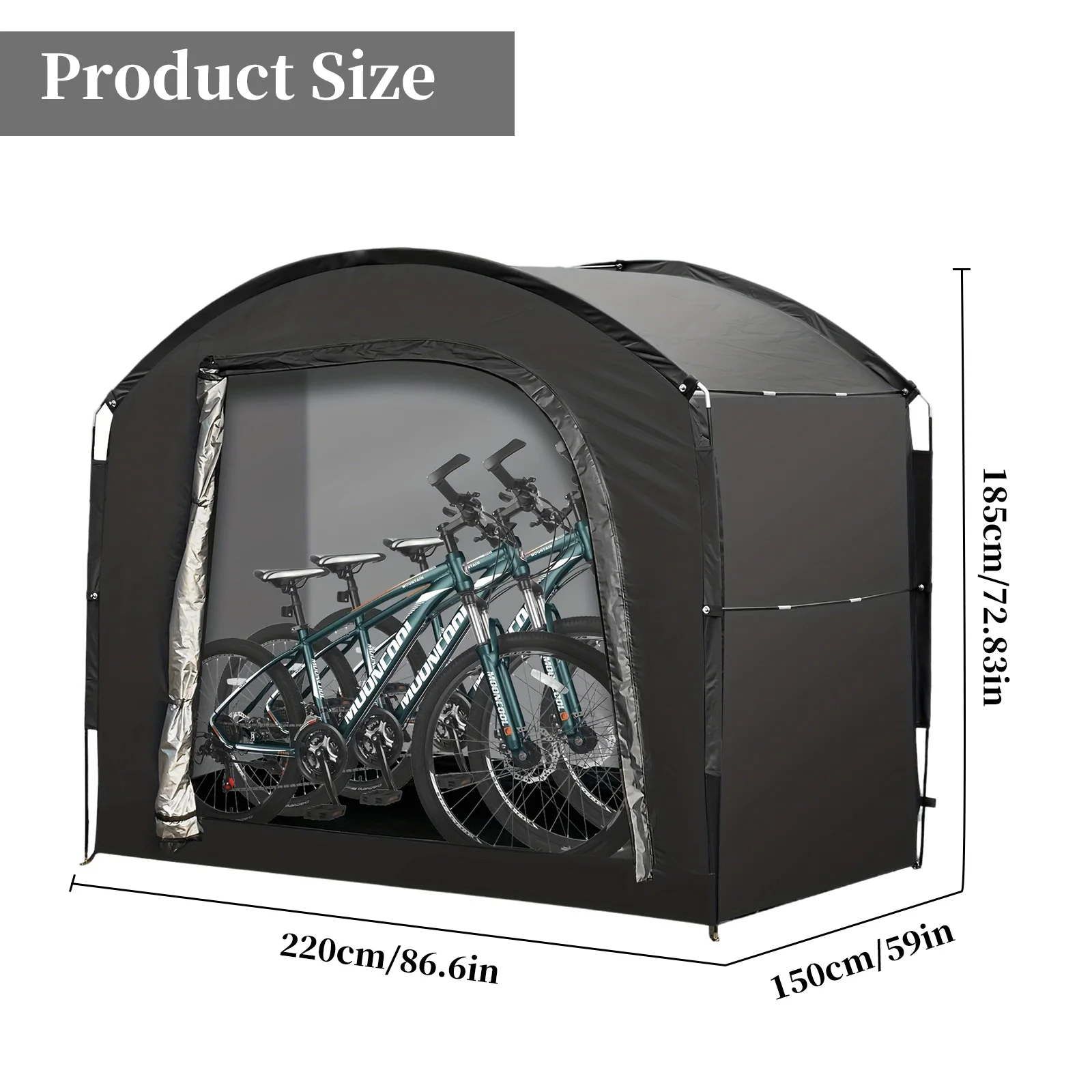 Bike Storage Shed for 2-4 Bikes Portable Waterproof Bicycle Shelter Tent 200x165x80cm 210D Oxford Cloth Foldable Sunshade Cover image 3