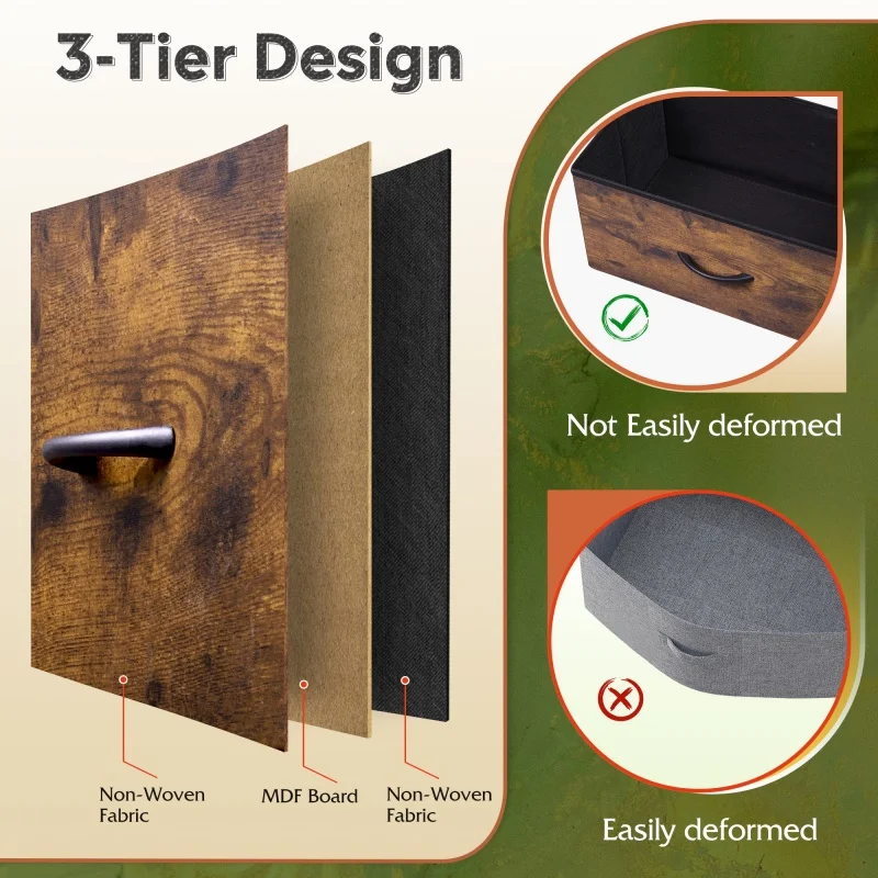 GALAXHERO طويل القامة مضمد 13 درج تخزين النسيج المنظم الصدر خزانة غرفة النوم إطار فولاذي قوي الخشب العلوي ريفي الخشب الحبوب