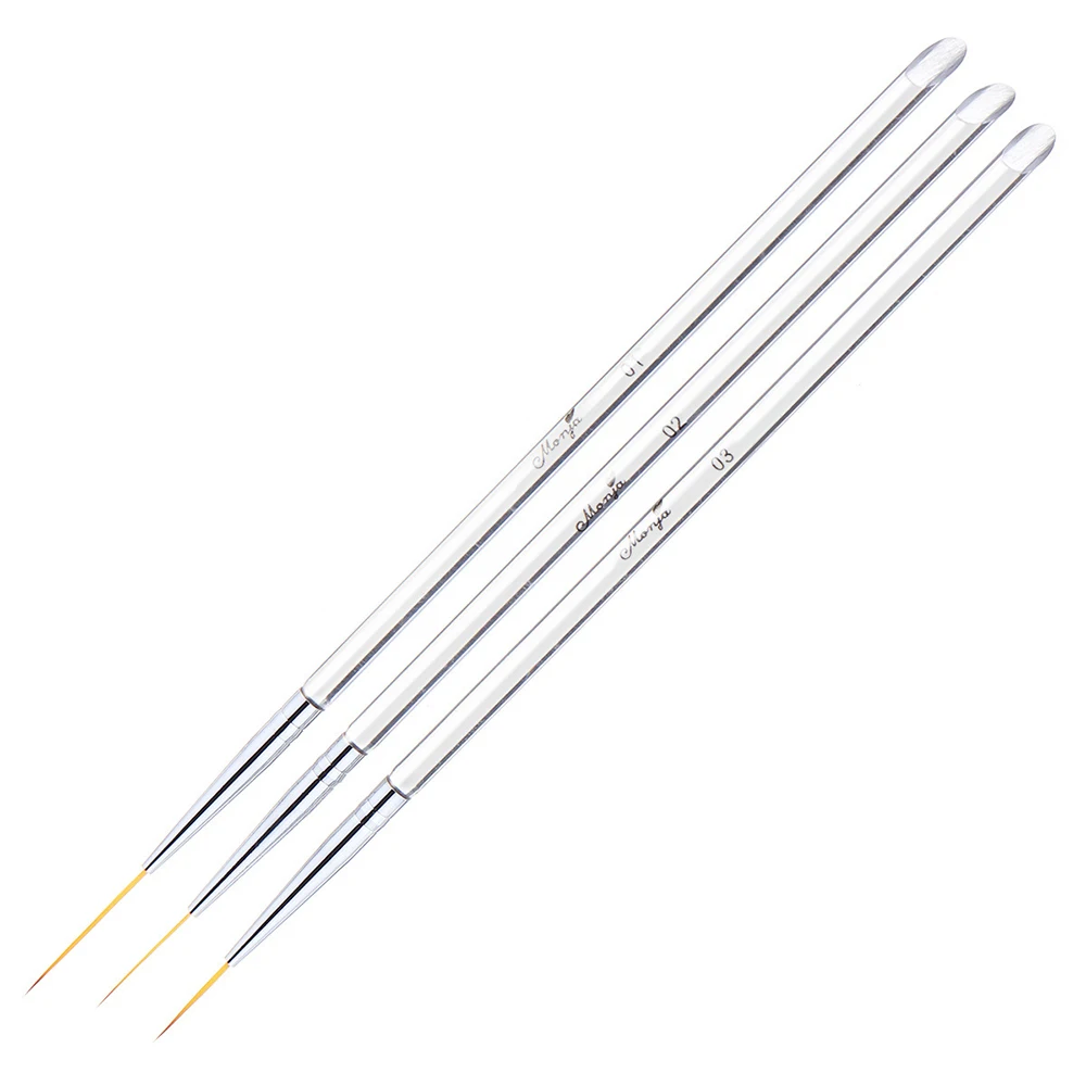 3pcs Nail Art Liner Painting Pen 3D Tips DIY Acrylic UV Gel Brushes Drawing Flower Line Grid French Design Manicure Tool