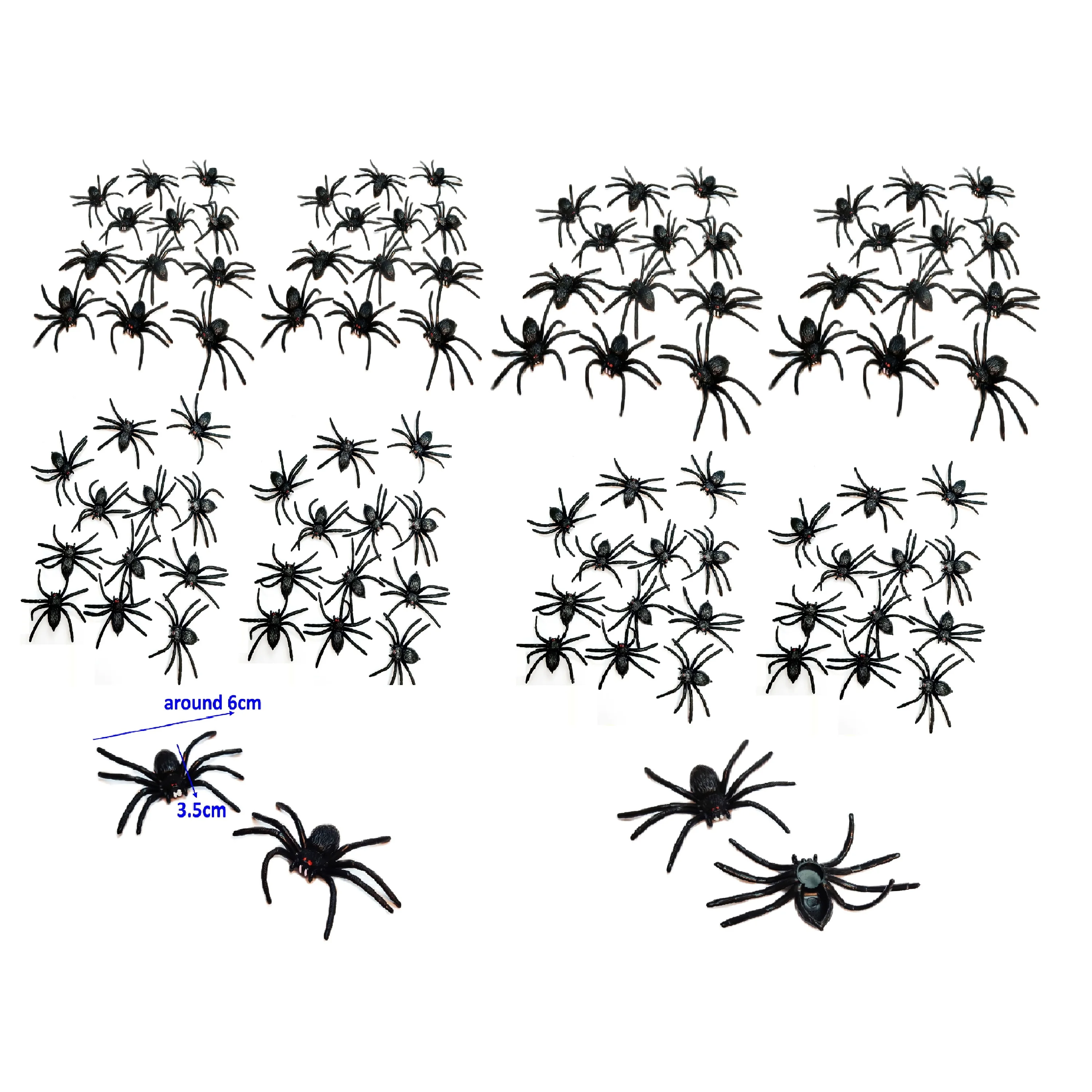 100 Pcs Plastic Black Spider Horror Joke Fun Halloween Parties Bugs Insect Pinata Novelty Birthday Party Favors Toy Prize Gift