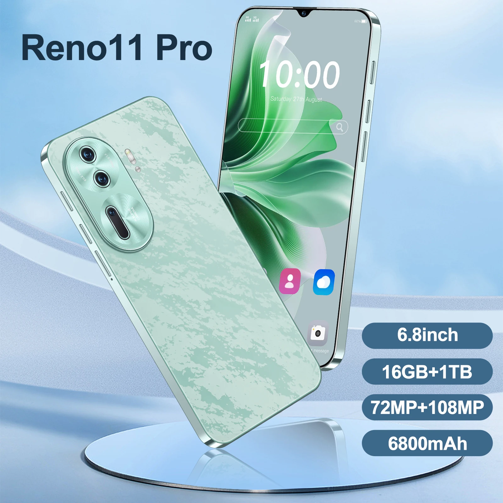 

Mobile Phone Reno 11 Pro Global Version Smartphone android 6.8 inch Dimensity 9300 4G/5G Cell Phone 16G+1TB 6800mAh Battery OTG