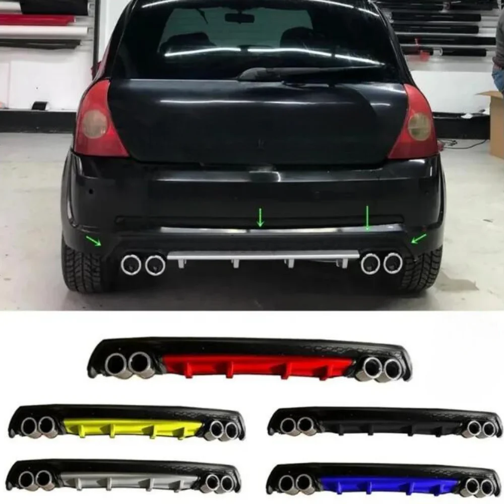 For Renault Clio Mk2 Car Rear Bumper Diffuser Black ABS Plastic Car Styling Spoiler Deflector Body Kit Splitter Lip