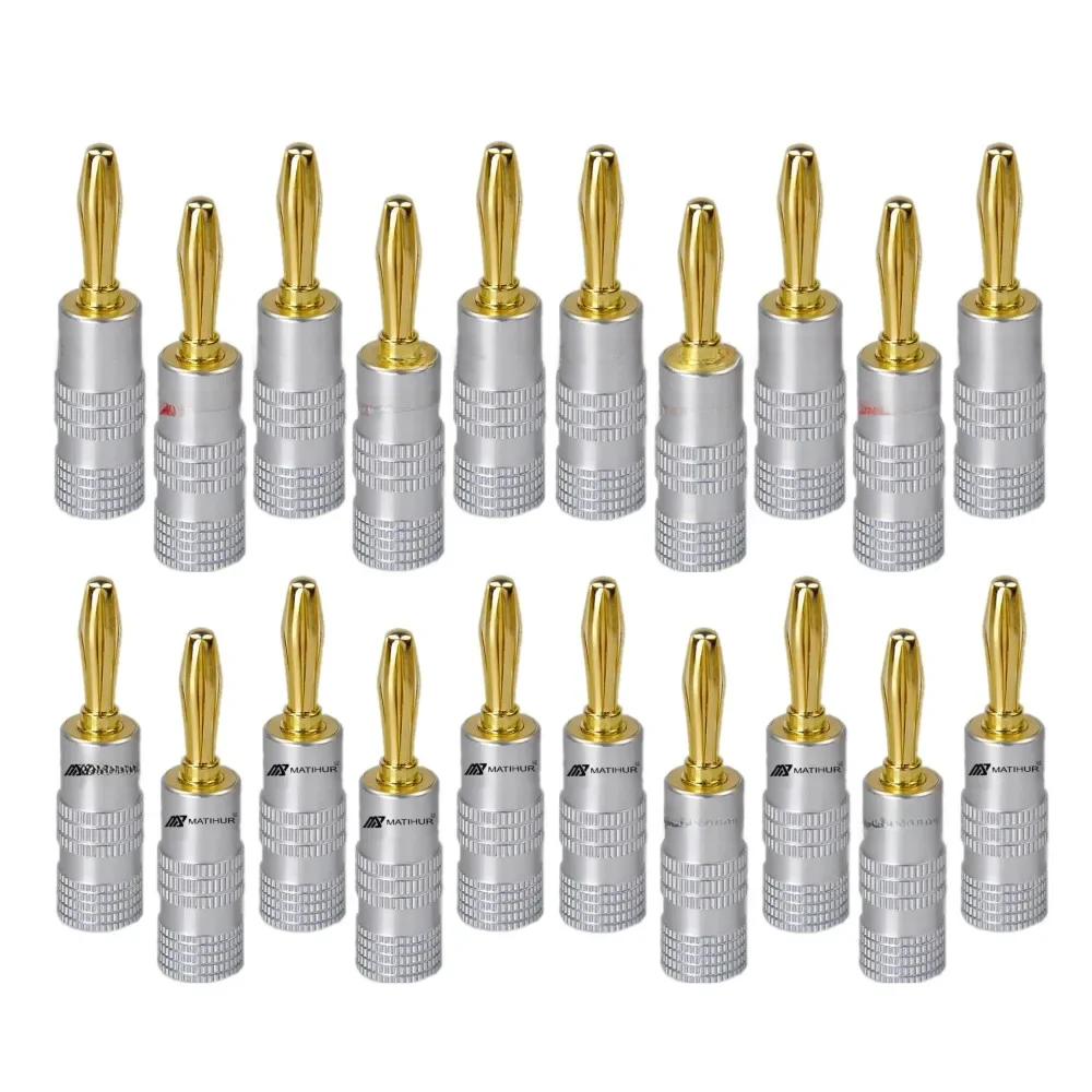 Wtyki bananowe MATIHUR, pozłacane 24K, złącza bananowe 4MM z blokadą śrubową do gniazd audio, wtyki do głośników, 20 sztuk — zdjęcie produktu 6